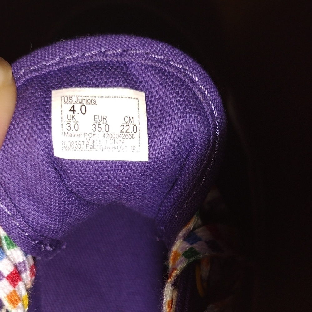 Vans Girls Kids Sneakers in Purple with Multicolor Accents Size 4 - Picture 4 of 4